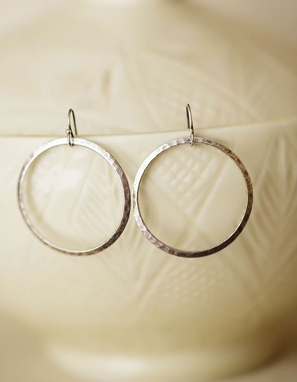 Anne Vaughan Designs - Hammered Pewter Hoops Earrings