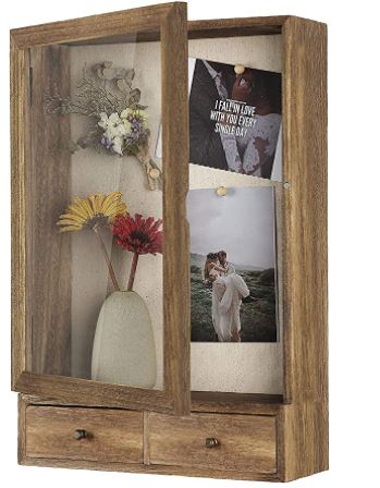 Shadow Box Display Case with Drawers - 11" x 14"