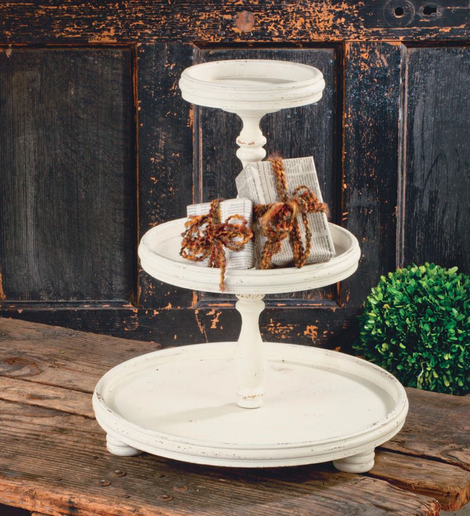 Display Risers - Three Tier Wooden Tray Stand