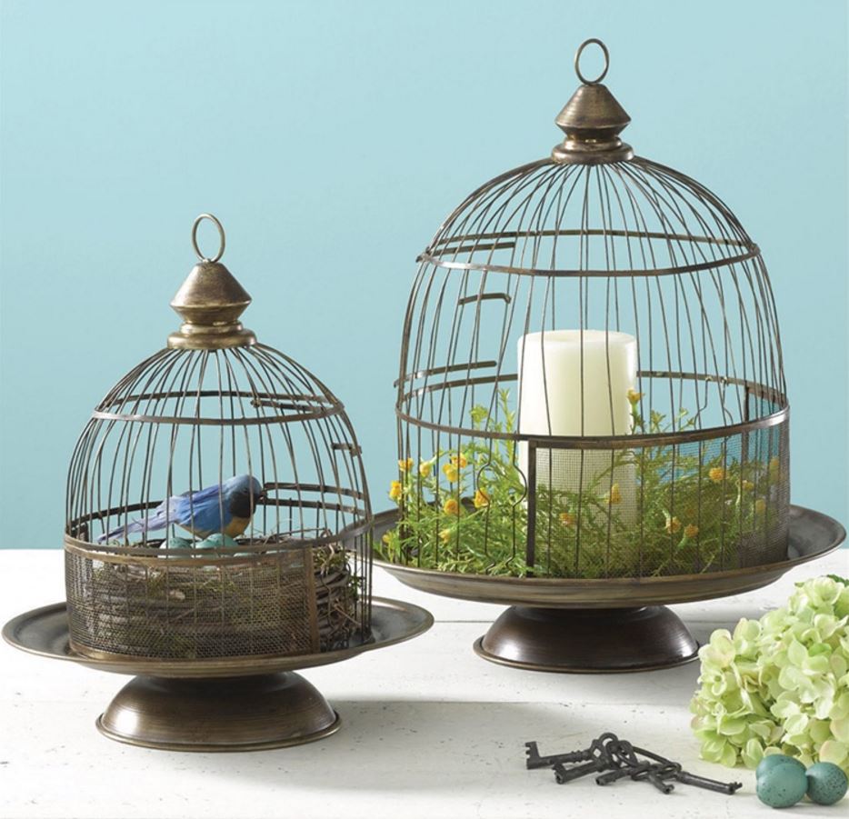 Cloches - Wire Bird Cage Set with Pedestal Bases