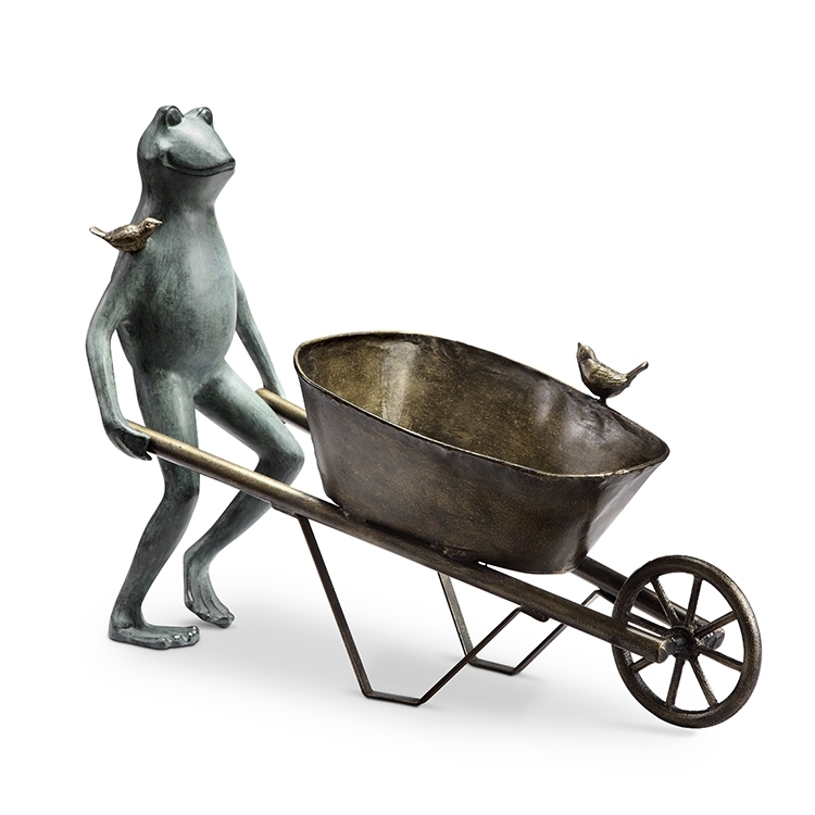 Garden Planter - Wheel Barrow Frog and Birds