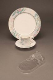 Cup and Saucer Plate Displays - 3 Piece Setting - 12 pack