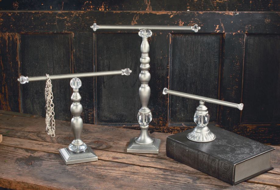 Jewelry Display - Antique Silver T-Bar Stand Set
