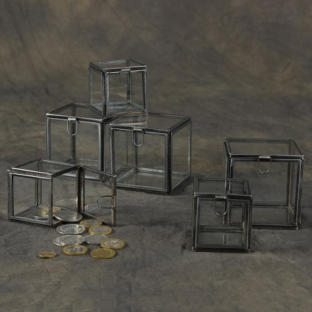 Display Cases -  Leaded  Glass Cubes - Set of 8