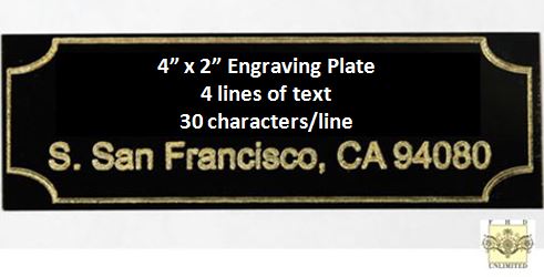 Engraving Plate - Gold Lettering on Black Plate 4" x 2"