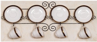 Cup and Saucer Racks and Rails - Wrought Iron - Set of 2