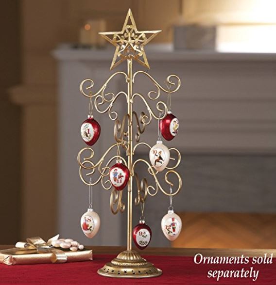Gold Scrolled Metal Christmas Ornament Display Tree Holiday Season Home Decor 