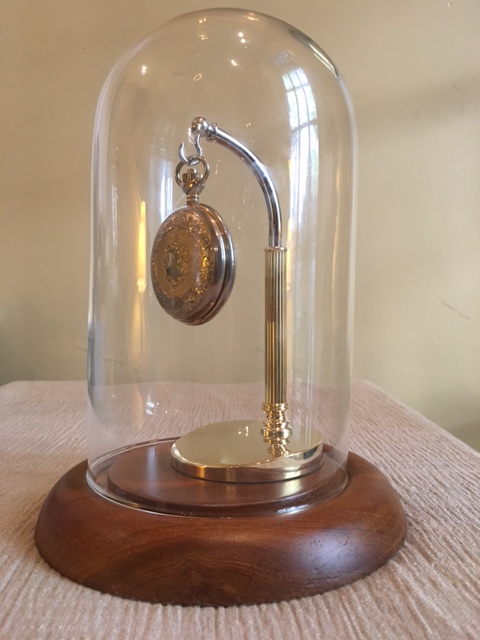 Pocket Watch Display Dome - 4" x 7" with Brass Half Arch Stand