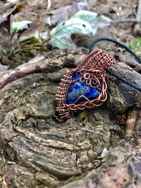 Creative Expressions - Lapis Lazuli Pendant - Copper Wire