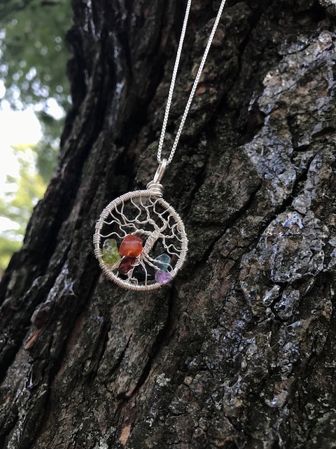Creative Expressions - Tree of Life Pendant - Chakras - Silver Wire