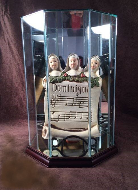 Doll Case - Octagon Display with Wood Trim