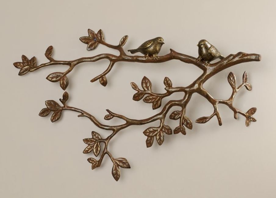 Wall Plaque - Little Lovebirds on Branch