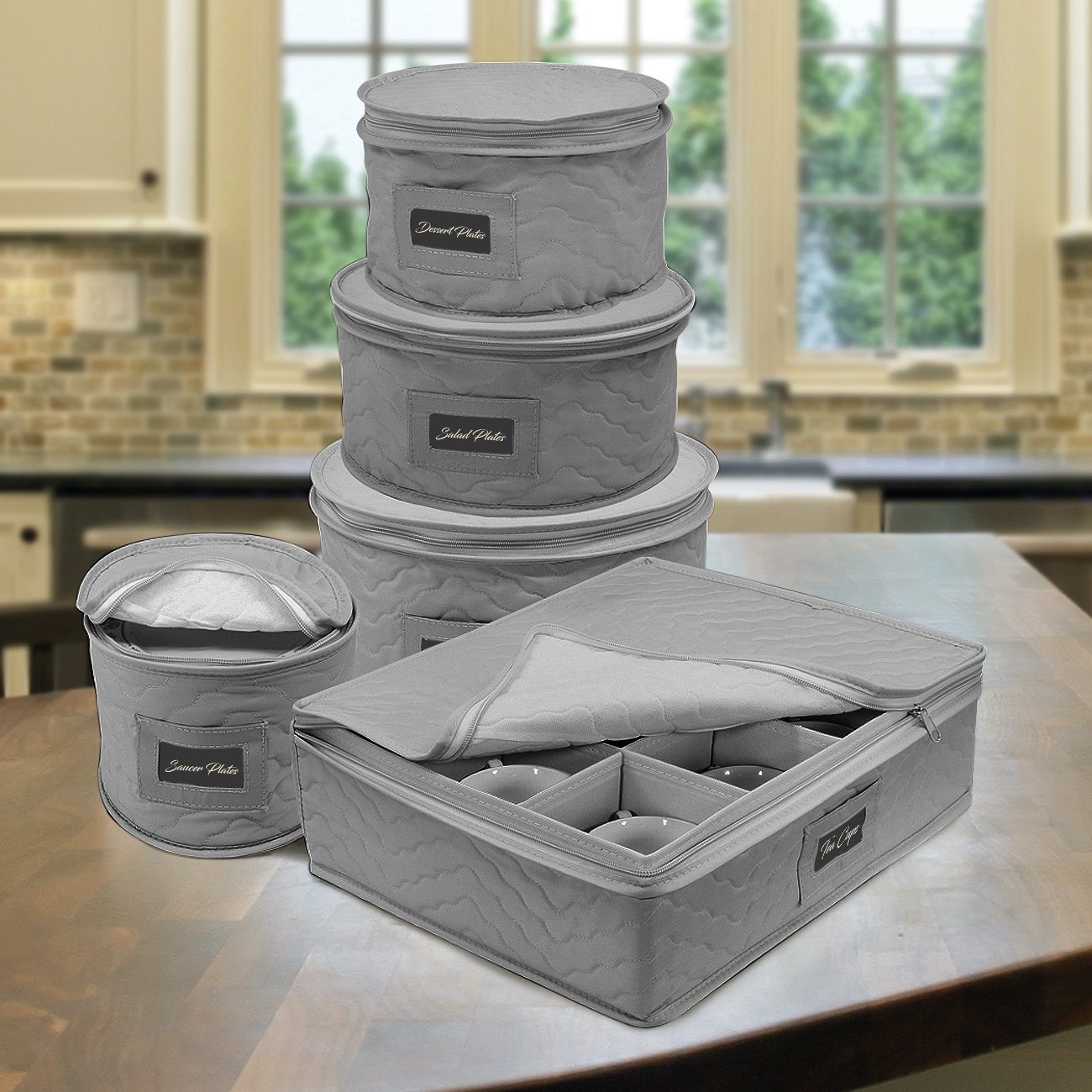 Dinnerware Storage - Gray 5 Piece Set