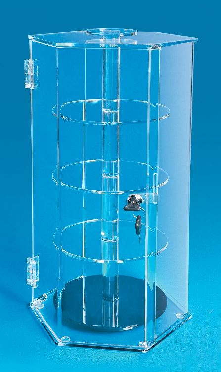 Curio Case - Acrylic Rotating Shelved Display Case with Lock