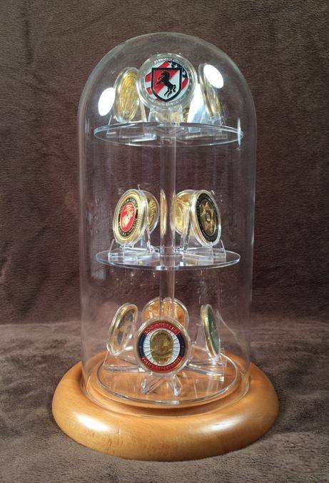 Challenge Coin Display Dome - 5 1/2" x 11" with Shelves