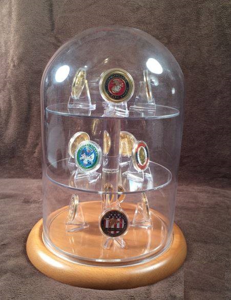 Challenge Coin Display Dome - 8" x 12" with Shelves