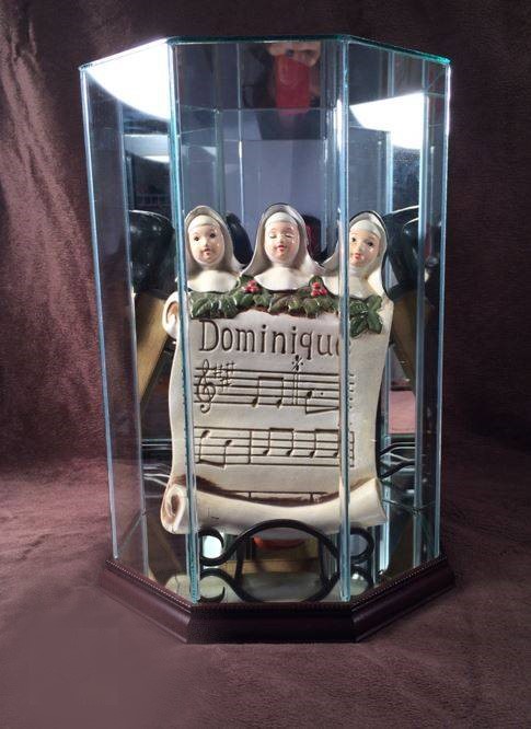     Doll Case - Octagon Display with Wood Trim