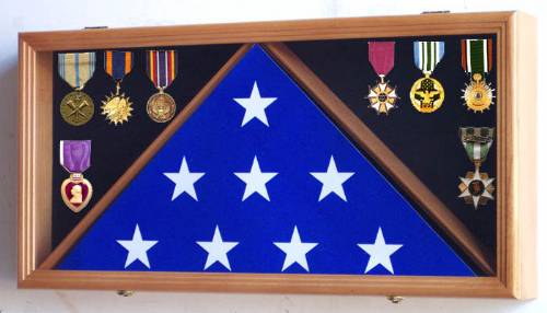 Flag Cases - Flag and Medal Case with UV Protective Door