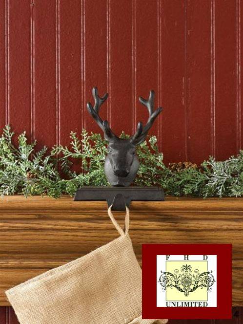 Stocking Holders - Rustic Reindeer Head - Set of 2