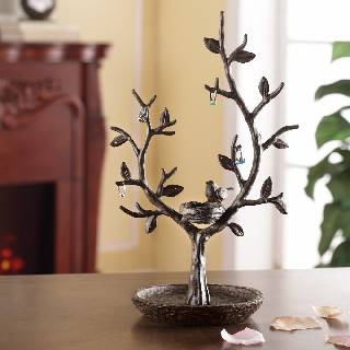 Jewelry Display Trees - Bird and Twig Trees with Nest Set