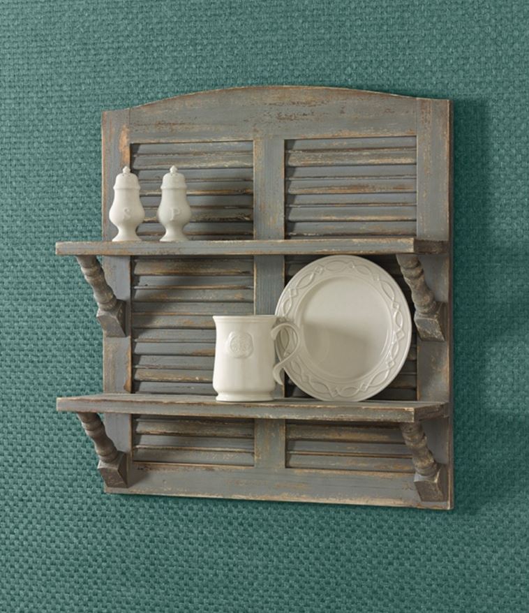Wood Curio Shelf With Mirror Back And Rail Wall Display Shelf