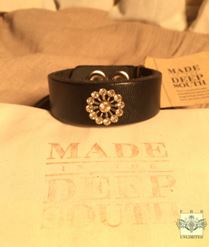 MADE IN THE DEEP SOUTH - Black Leather Cuff  Bracelet - Mini Sunburst