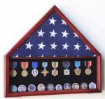 Flag Cases - Flag and Medal Case with Challenge Coin Shelf