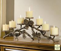 Candle Holders - Rustic Pinecone Mantlepiece