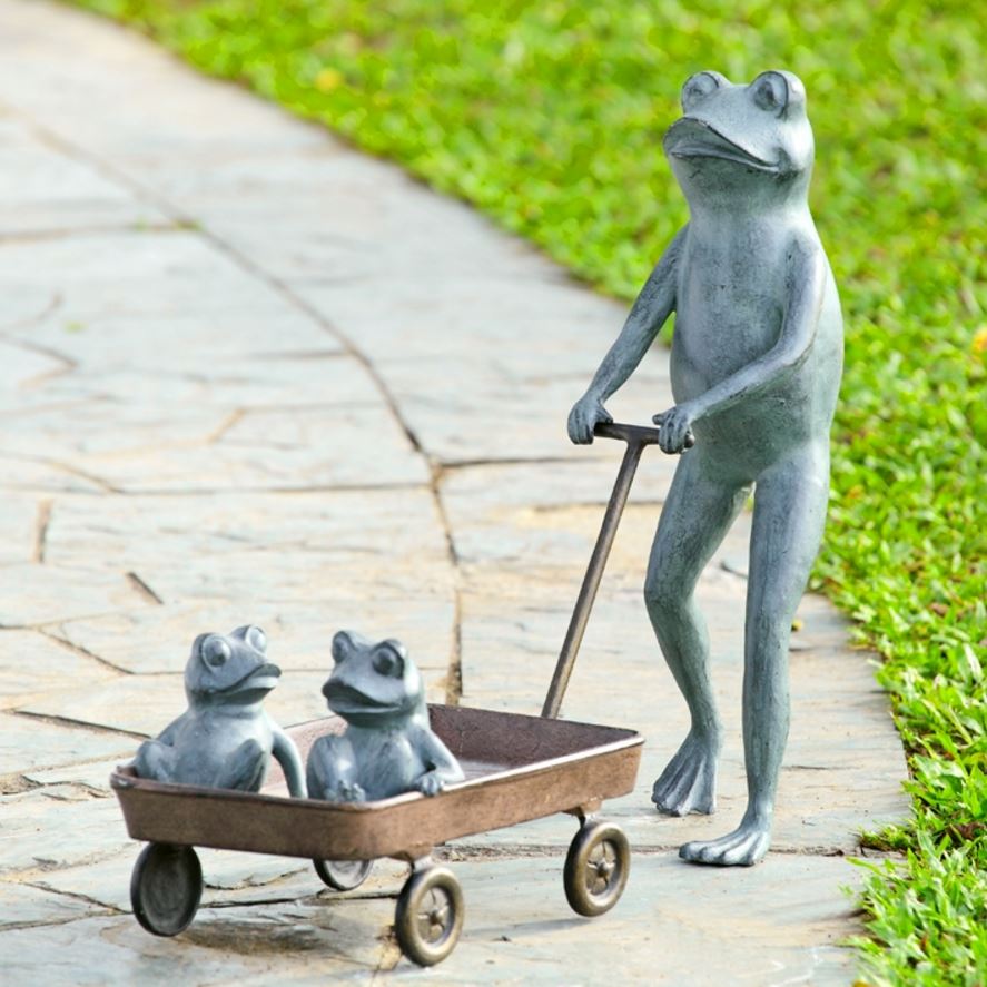 Garden Planter - Frog Family with Wagon