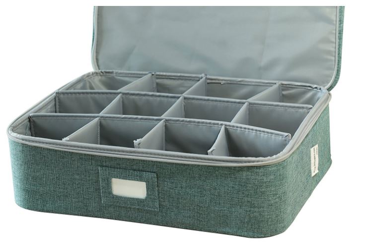 Tea Cup Storage - Blue Twill Hard Shell Box